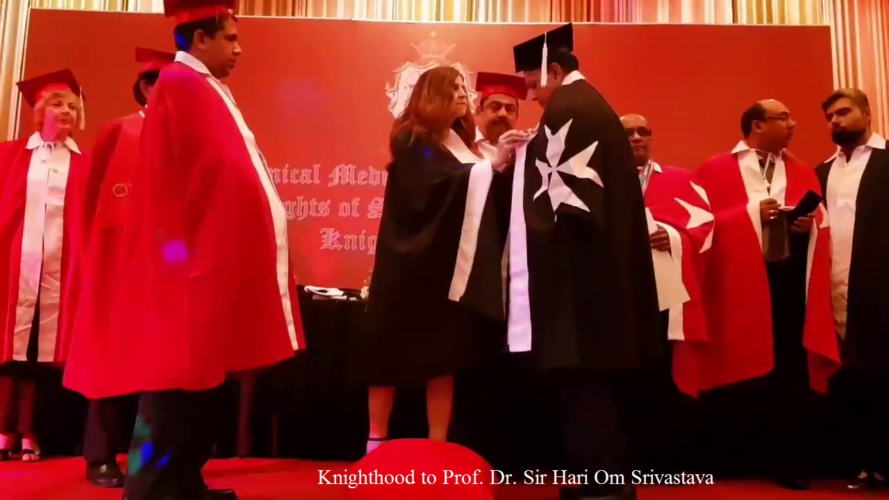 Dr. H. O. Srivastava being awarded Knight in Shri Lanka.